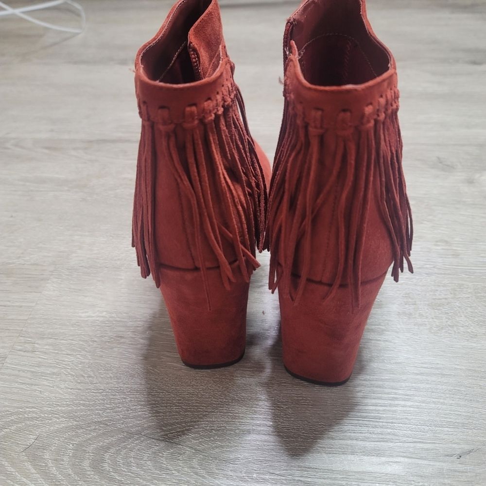 Nine West Red Fringe Heeled Boots - Picture 8 of 12